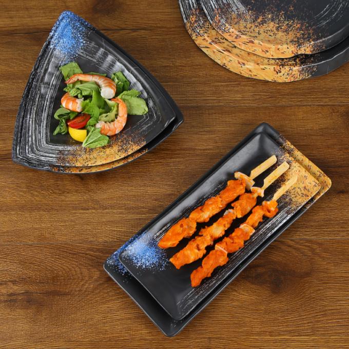La mélamine chaude de rectangle de restaurant de pot plaque pour le plat de boulette de viande de sushi de casse-croûte de boule de poissons 1
