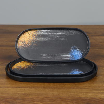 Un bon prix. Les plats ovales de mélamine pour l'apéritif de vaisselle de restaurant plaque des ensembles en ligne