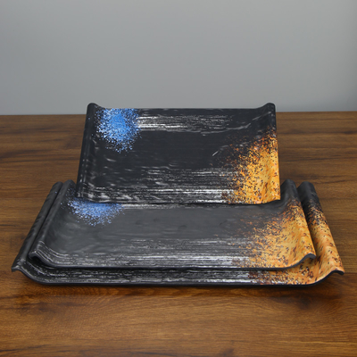 Un bon prix. La mélamine chaude de rectangle de restaurant de pot plaque pour le plat de boulette de viande de sushi de casse-croûte de boule de poissons en ligne