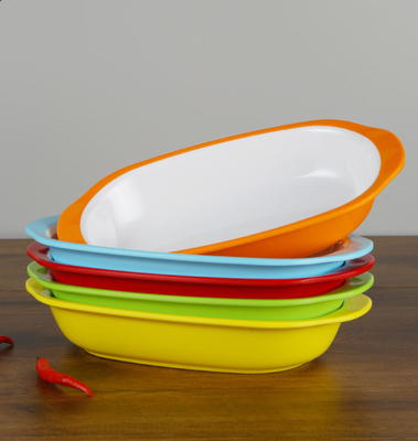 Un bon prix. Grand bol ovale de mélamine de restaurant de rectangle multicolore écologique 10 pouces en ligne