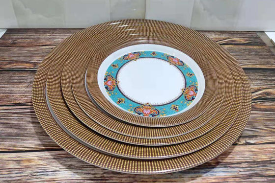 Un bon prix. BPA Free Blue Flower Design 12pcs Plateaux et bols Melamine Vaisselle à manger ensemble de camping Vaisselle à table lave-vaisselle coffre en ligne