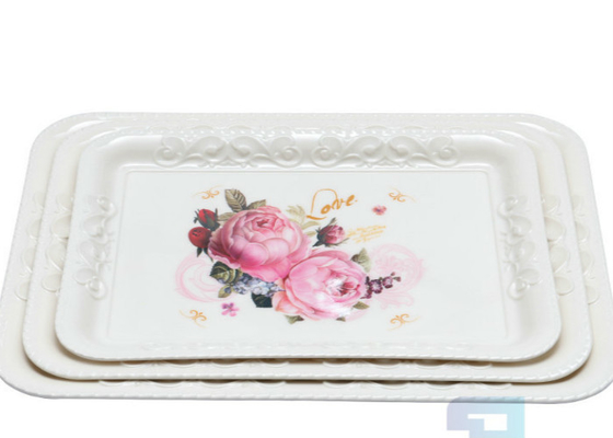 Un bon prix. Conception écologique de fleur plateaux en plastique de portion de mélamine de 12,5 pouces en ligne