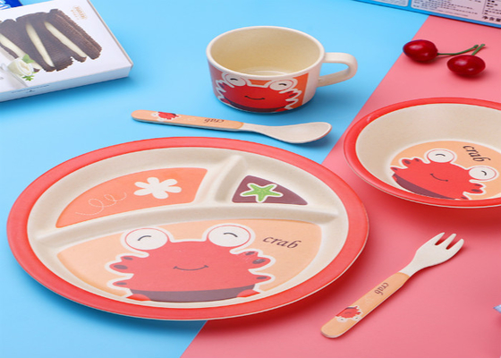 Un bon prix. Ensemble en bambou de plat de vaisselle d'enfant de fibre d'ensemble de vaisselle d'enfants en ligne