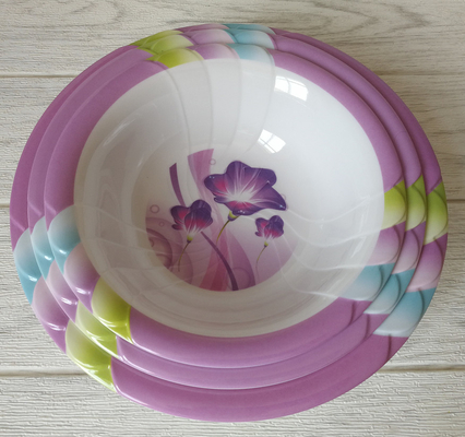 Un bon prix. La vaisselle plate ronde de mélamine de vaisselle place le plat en plastique imprimé fait sur commande de portion en ligne