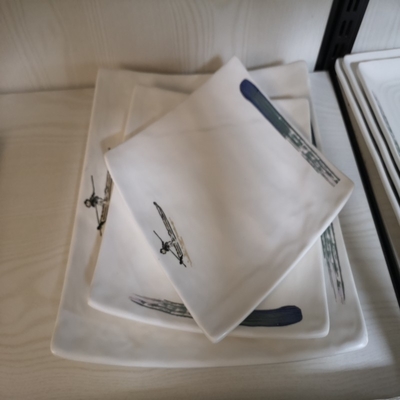 Un bon prix. Plat de dîner rectangulaire incassable de mélamine de vaisselle nordique de restaurant en ligne