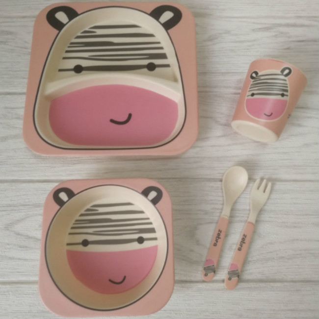 Ensembles en bambou de vaisselle de mélamine de PCs de conception de cadeau animal d'enfants 5 3
