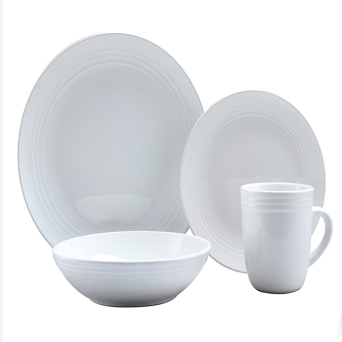 Épouser la vaisselle de mélamine place la conception élégante de plat rond blanc 0